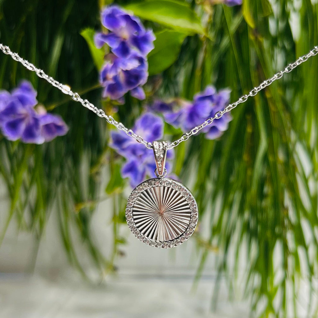 Silver Round Crystal Necklace