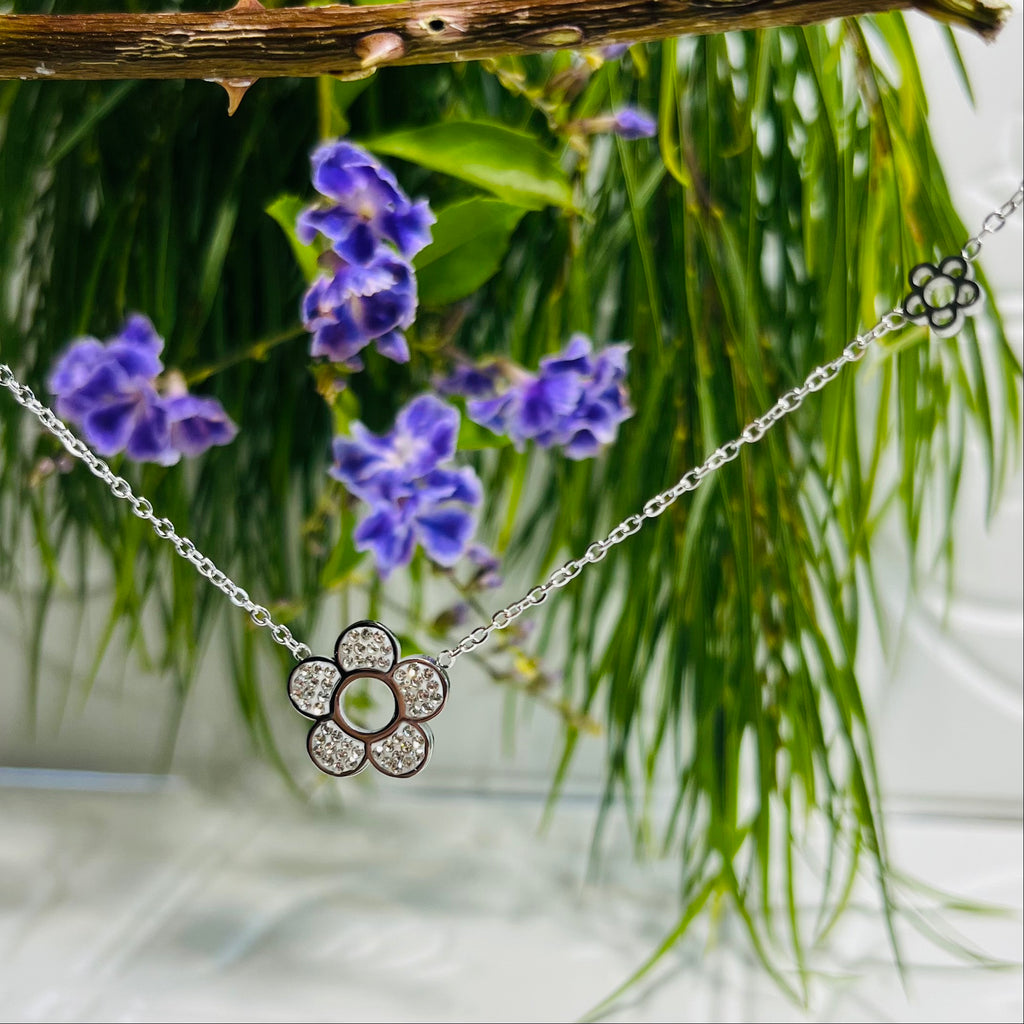 Clear Crystal Flower Necklace