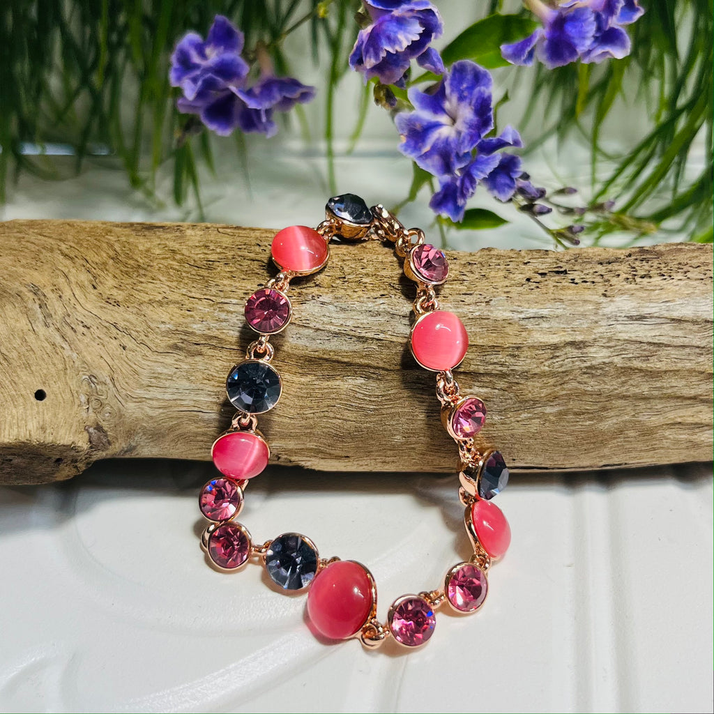 Rose Gold Pink & Purple Crystal Bracelet