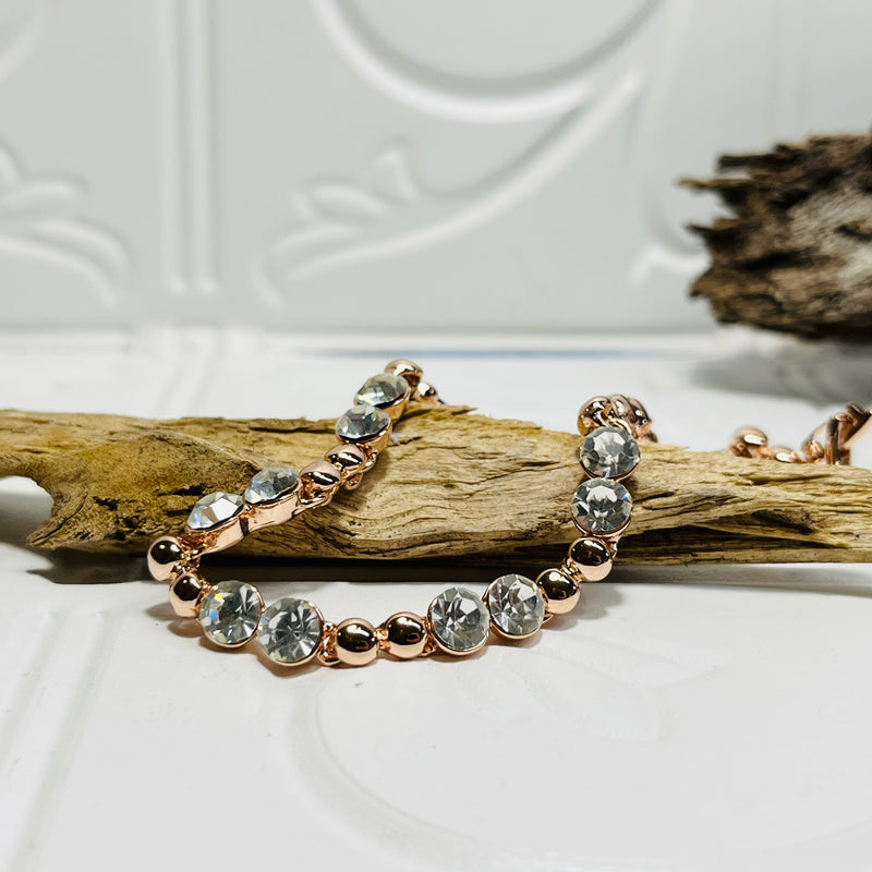 Rose Gold Clear Crystal Bracelet