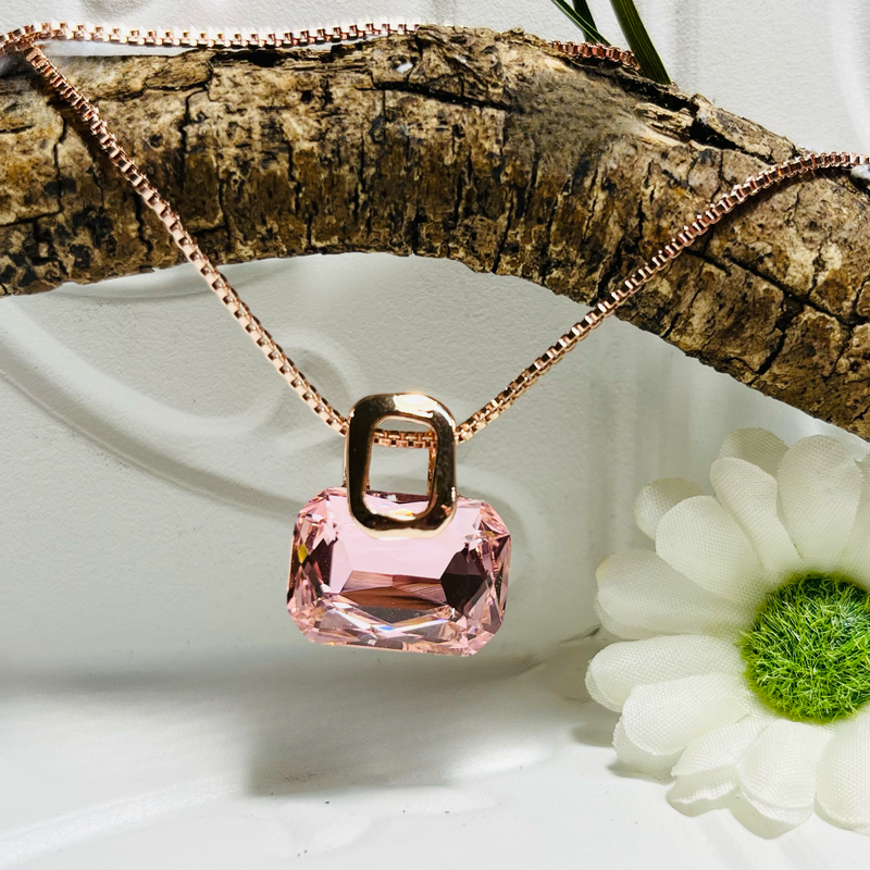 Rose gold  & Pale Pink Crystal Necklace