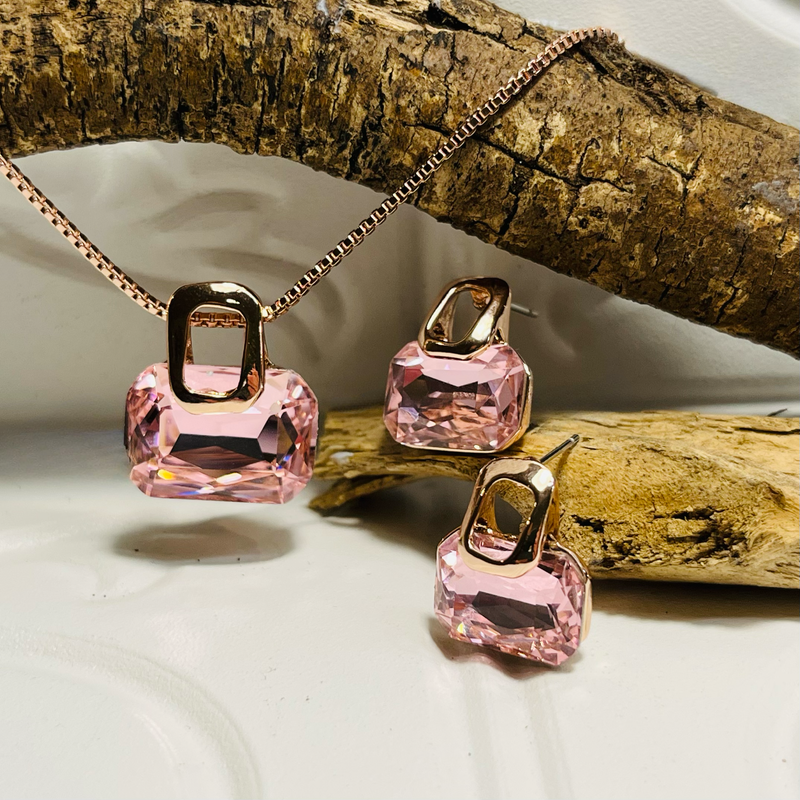 Rose-gold & Pale Pink Crystal Earrings