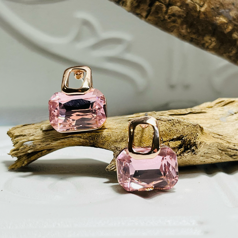 Rose-gold & Pale Pink Crystal Earrings