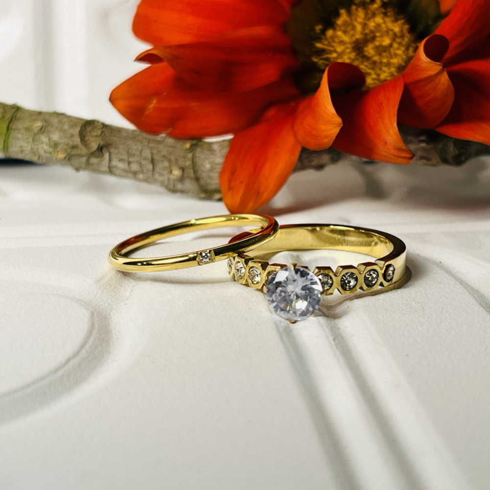 Simple gold hot sale rings with stones