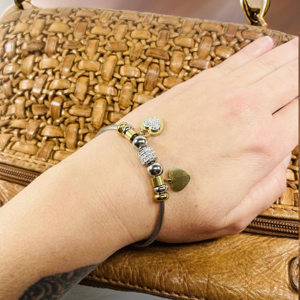 Silver & Gold Charm Bangle