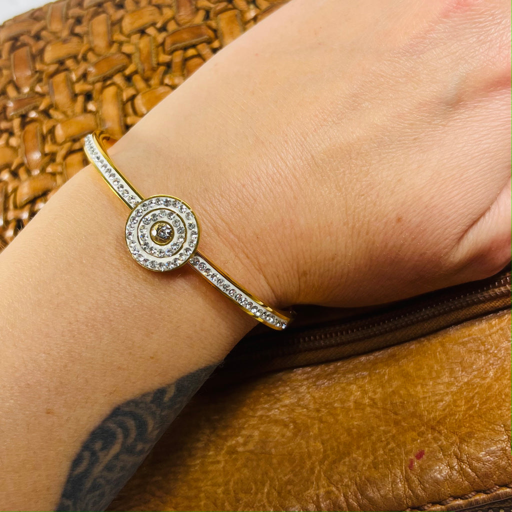 Gold Plated Stainless Steel Diamante Bangle