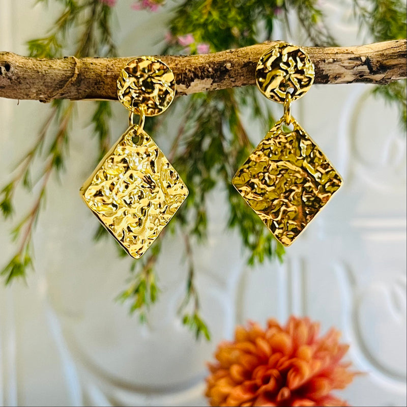Gold Hammered Earrings