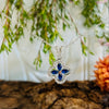 Silver Blue & Clear Crystal Flower Necklace