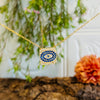 Gold Blue & Clear Crystal Eye Necklace