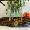 Gold Cross & Leaf Charm Necklace