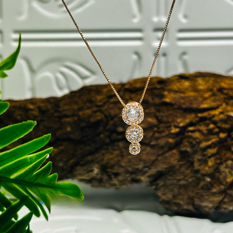 Rose Gold Three Tiered Crystal Necklace