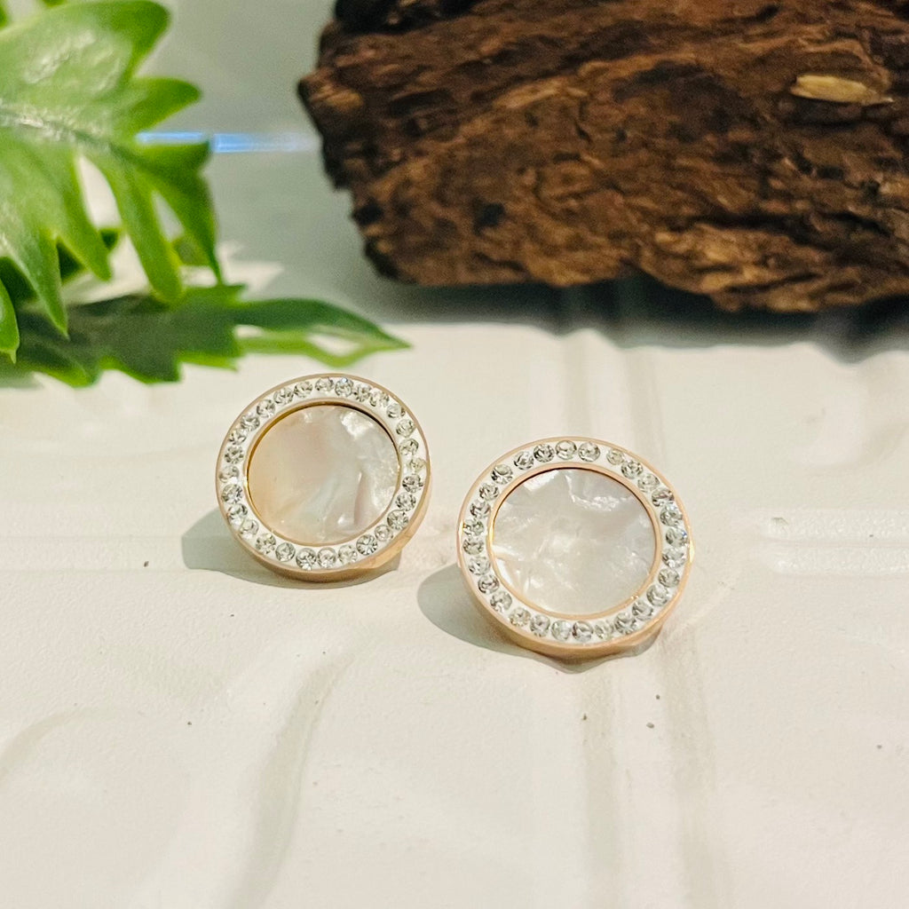 Rose Gold Larger Round Stud Earrings