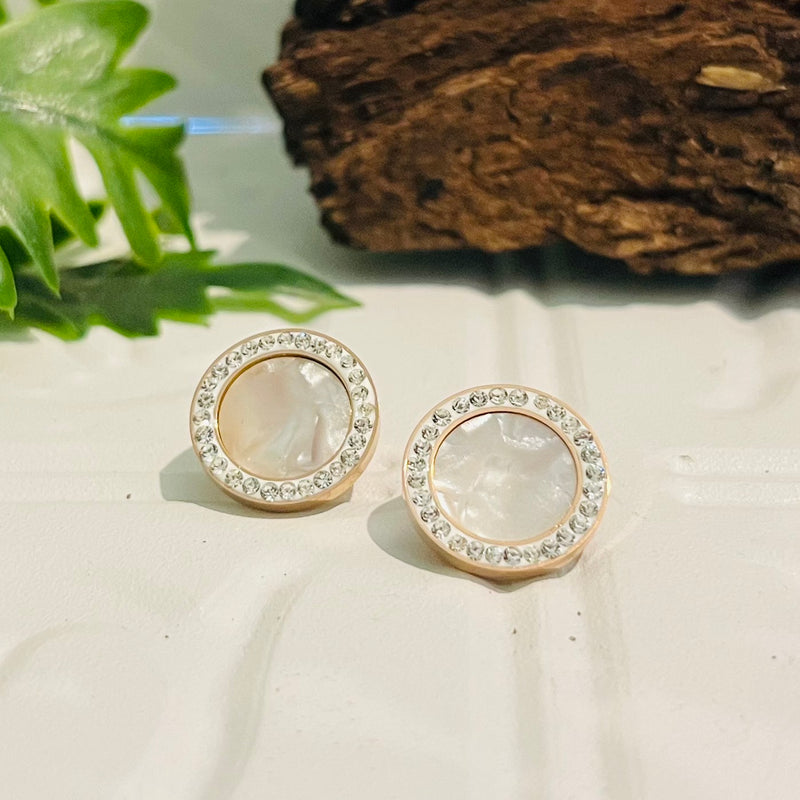 Rose Gold Larger Round Stud Earrings