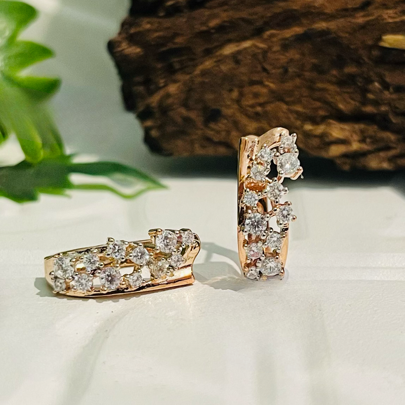 Rose Gold Clear Cubic Zirconia Crystal Earrings