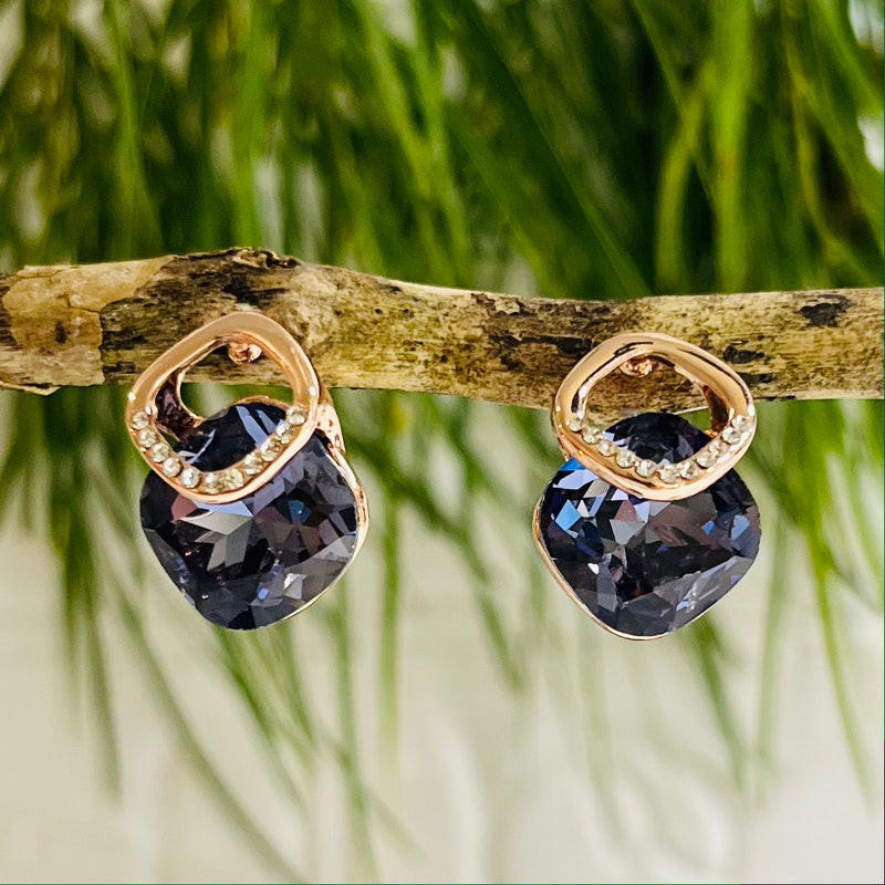 Rose gold & Purple Crystal Earrings