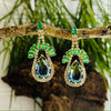 Gold Drop Down Colourful Crystal Earrings