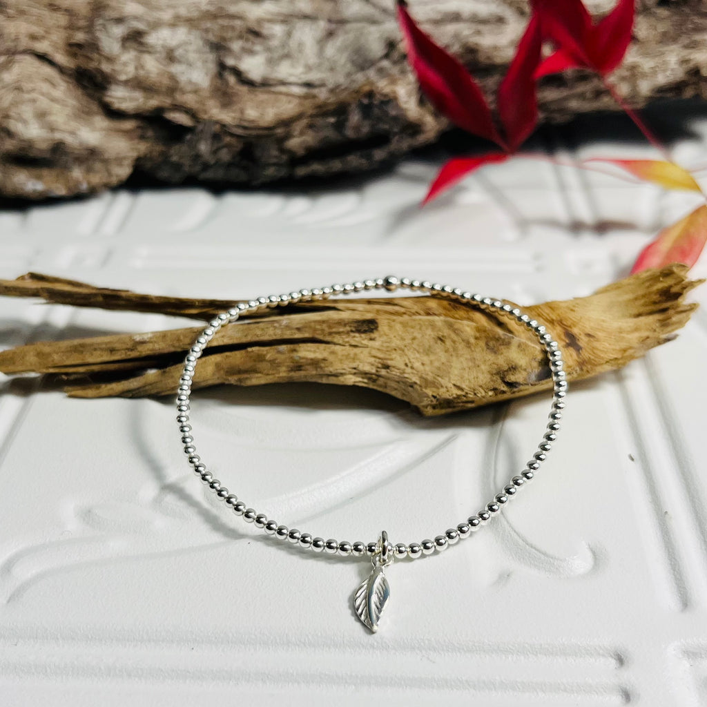 Sterling Silver Bracelet with Leaf Charm