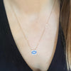 Gold Blue & Clear Crystal Eye Necklace