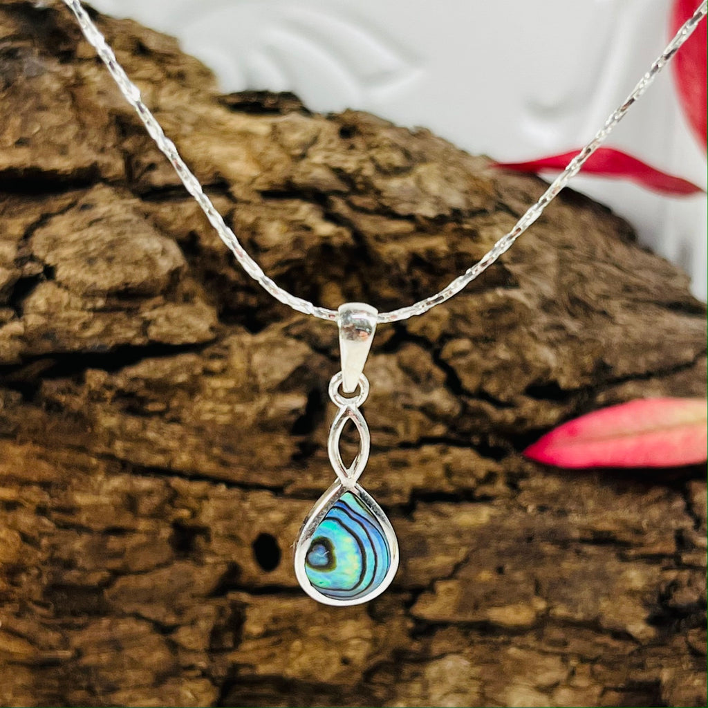 Sterling Silver Tear Shaped Paua Shell Necklace