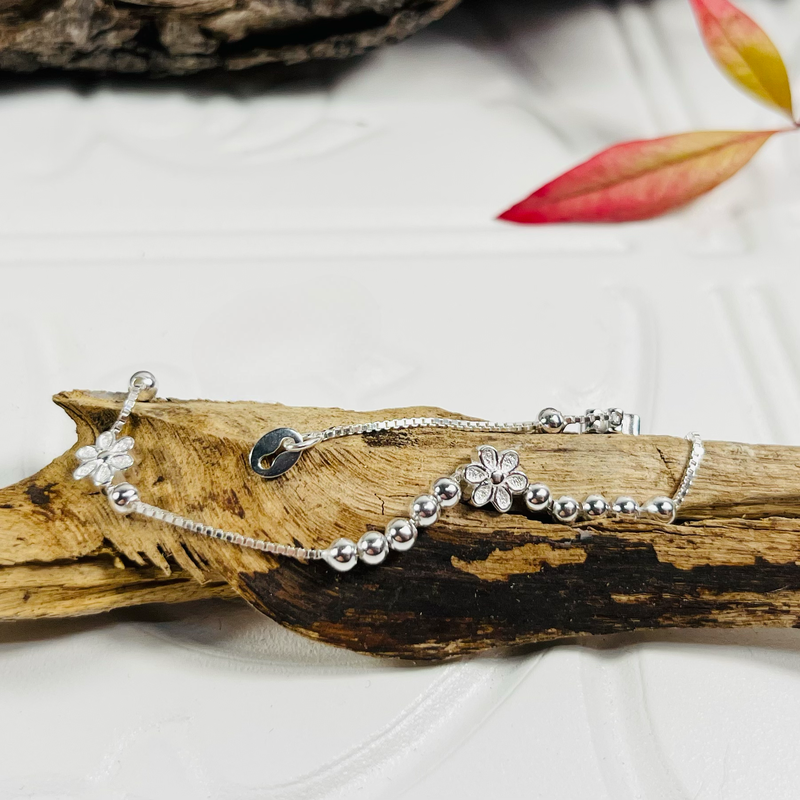 Sterling Silver Flower Bracelet