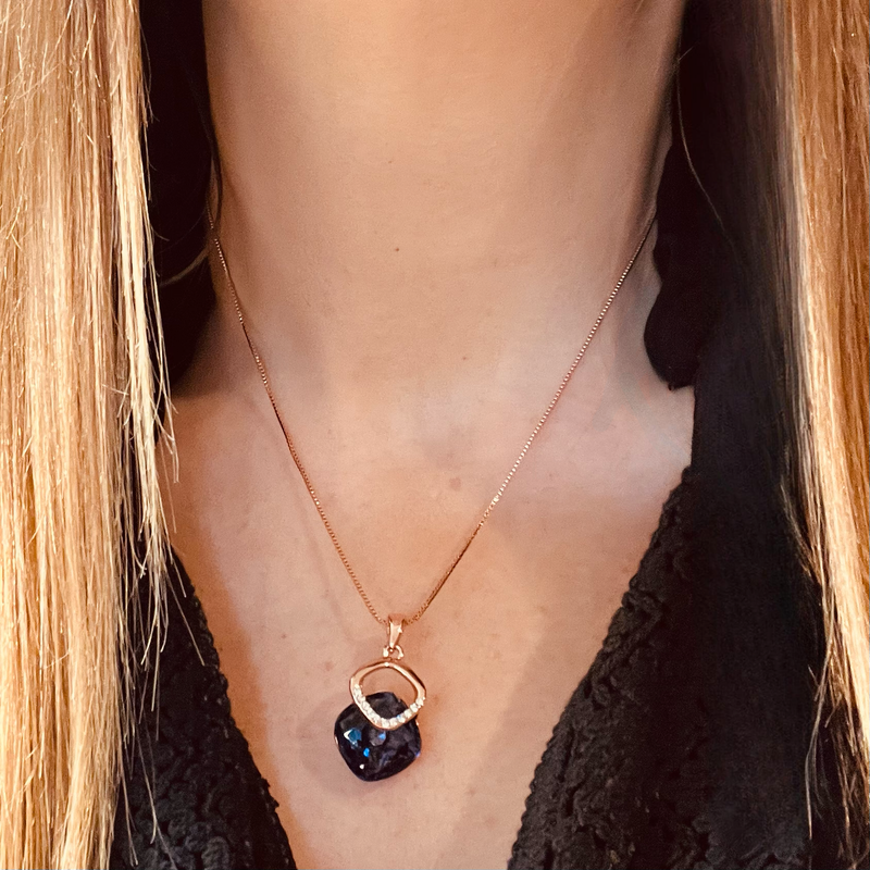 Rose Gold & Purple Crystal Necklace