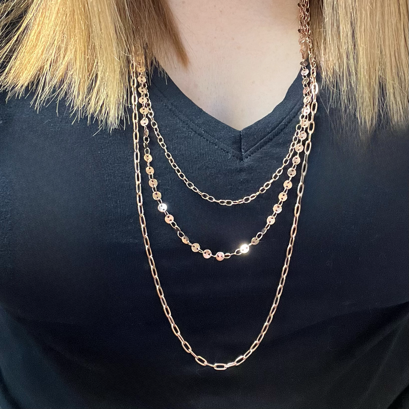 Rose Gold Triple Layered Necklace