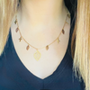 Gold Cross & Leaf Charm Necklace