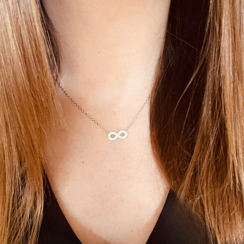 Silver Clear Crystal Infinity Necklace