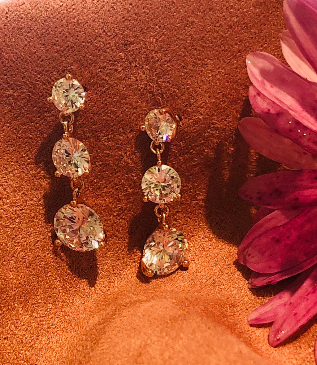 Rose Gold Cubic Zirconia Drop Earrings