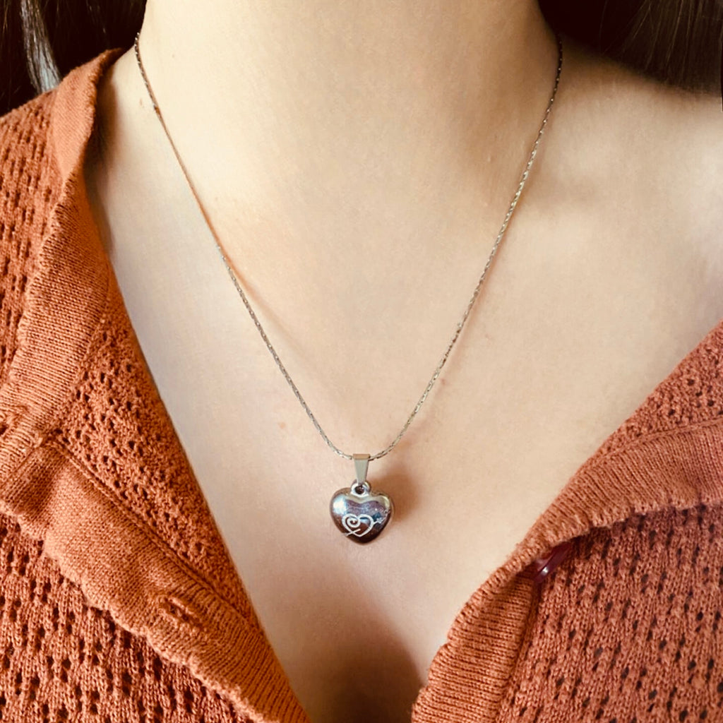 Silver Solid Heart Necklace