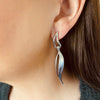 Platinum Plated Silver Leaf Shape Earrings