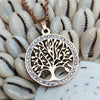 Cubic Zirconia Rose Gold Plated Stainless Steel Tree of Life Round Pendant
