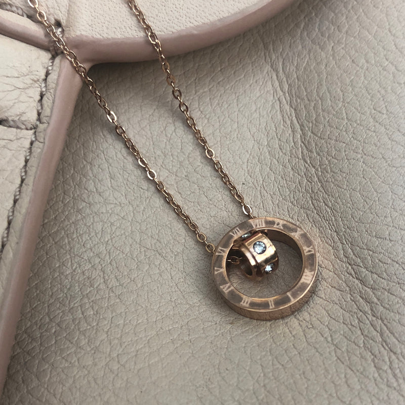 Rose Gold Plated Roman Numeral Pendant