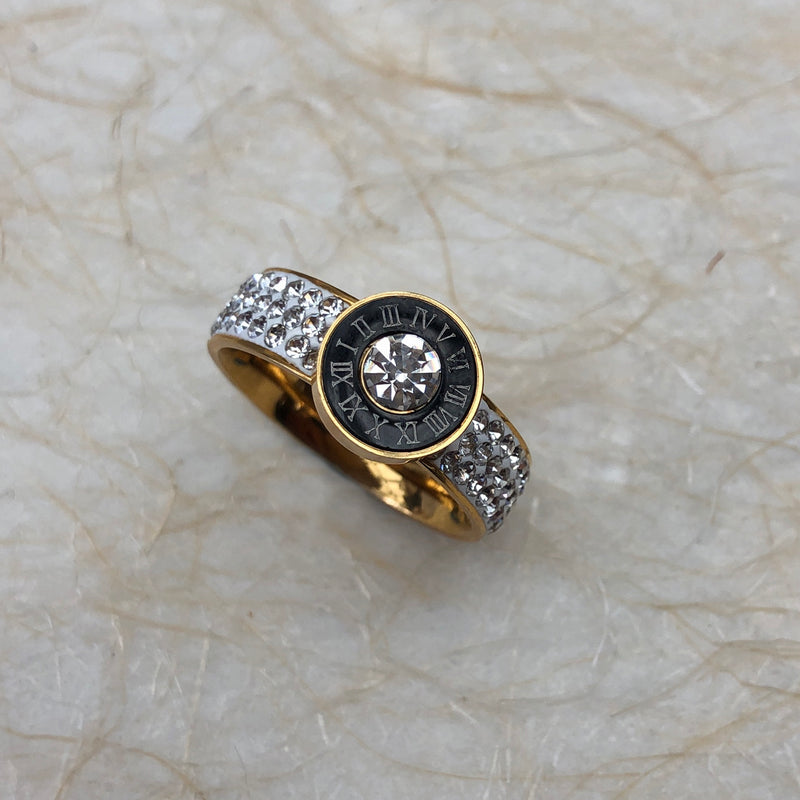 Gold Plated Cubic Zirconia Roman Numeral Ring