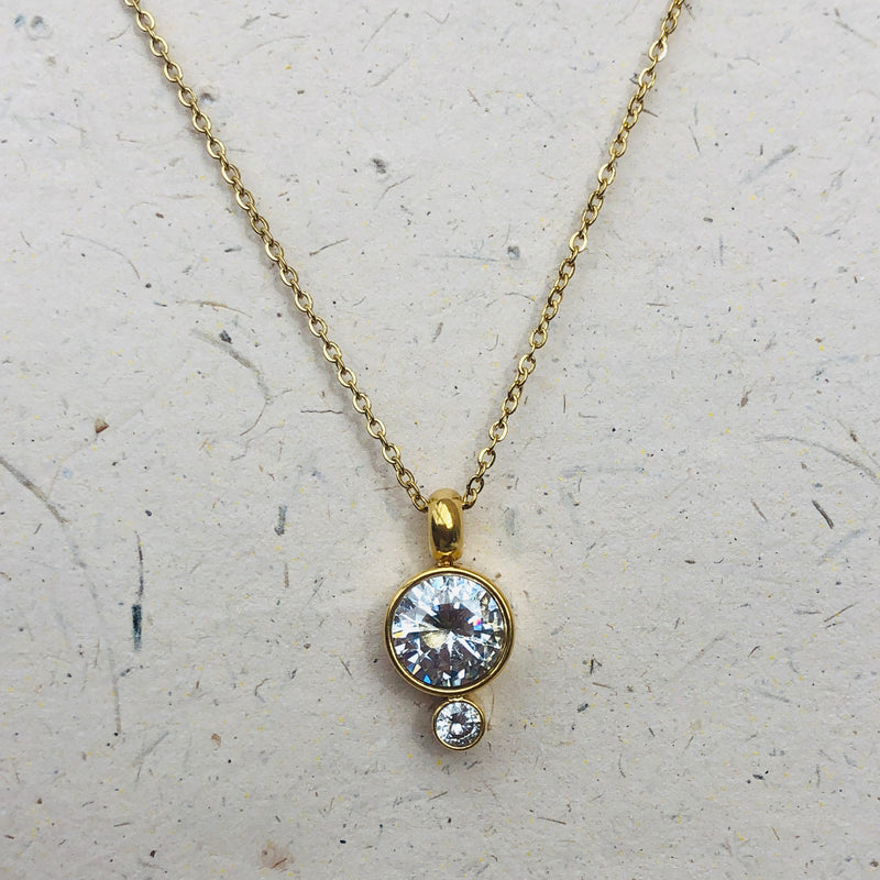 Gold Plated Stainless Steel Cubic Zirconia Pendant