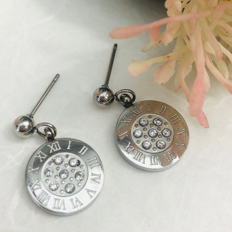 Stainless steel and cubic zirconia drop earrings