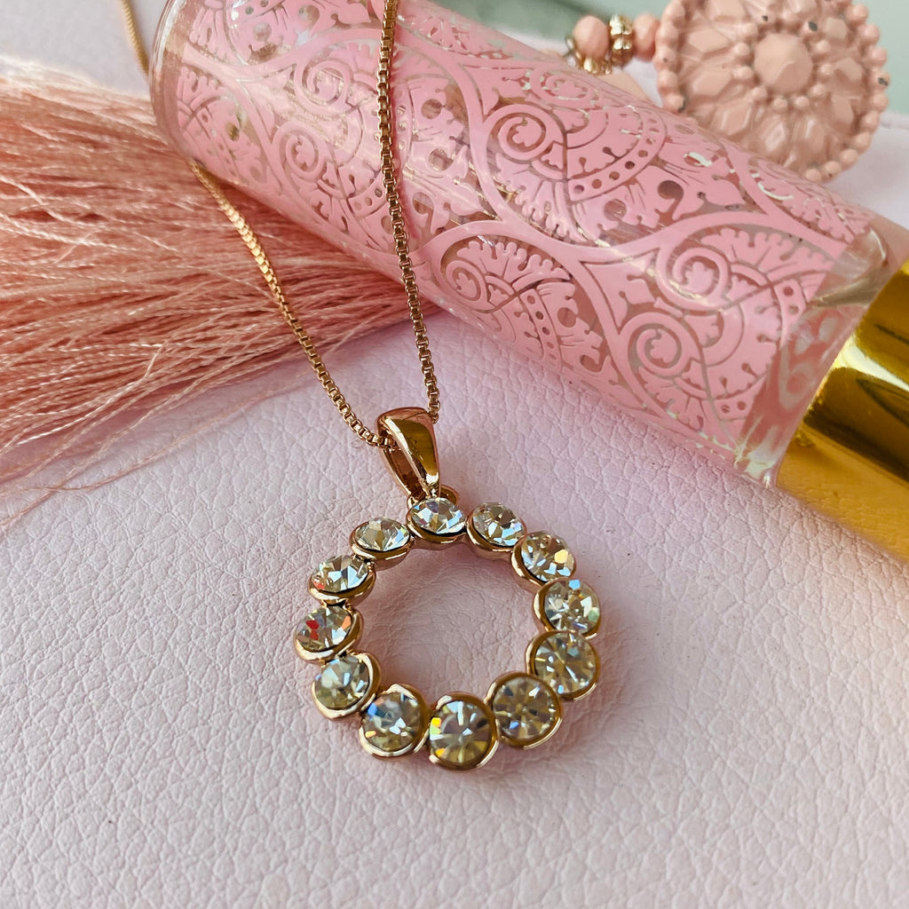 Rose Gold Plated Cubic Zirconia Pendant.