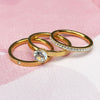 Stainless Steel & Gold Plated Diamantè Ring Trio