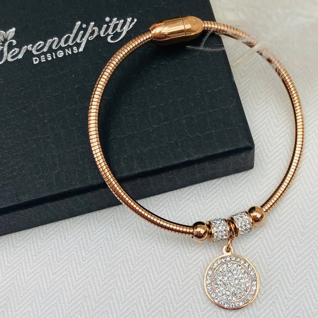 Rose Gold Plated Bracelet with Crystal Charm