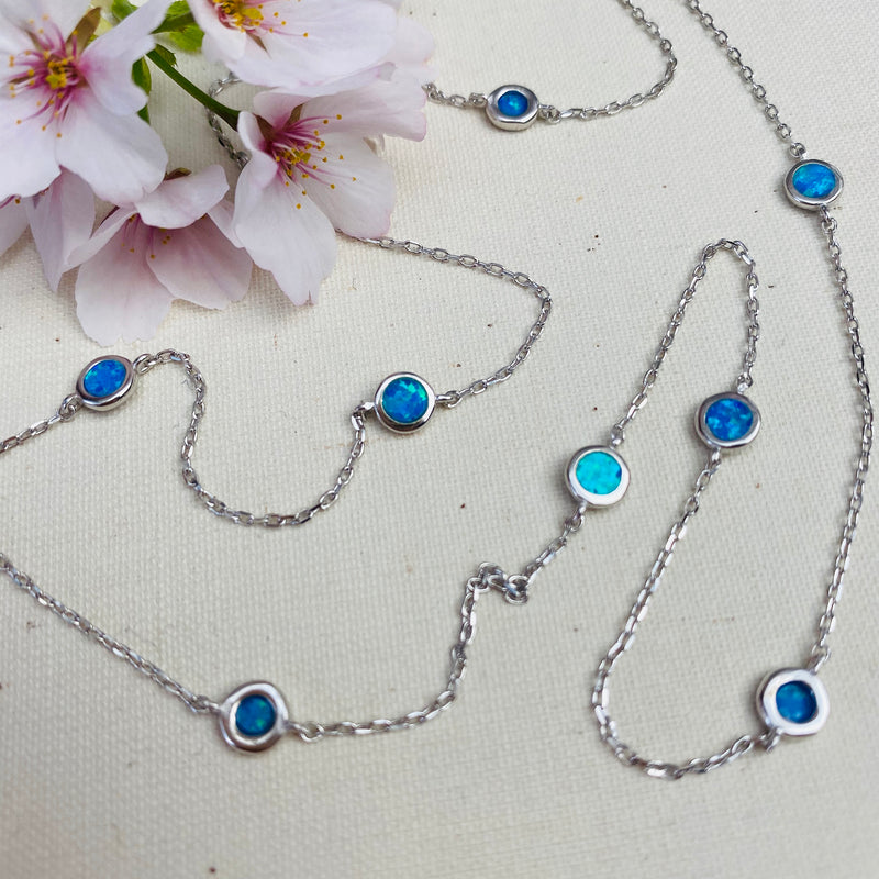 Sterling Silver and Aqua Necklace