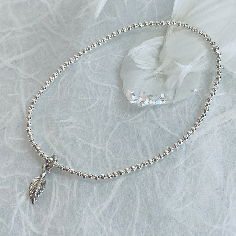 Sterling Silver Bracelet with Leaf Charm