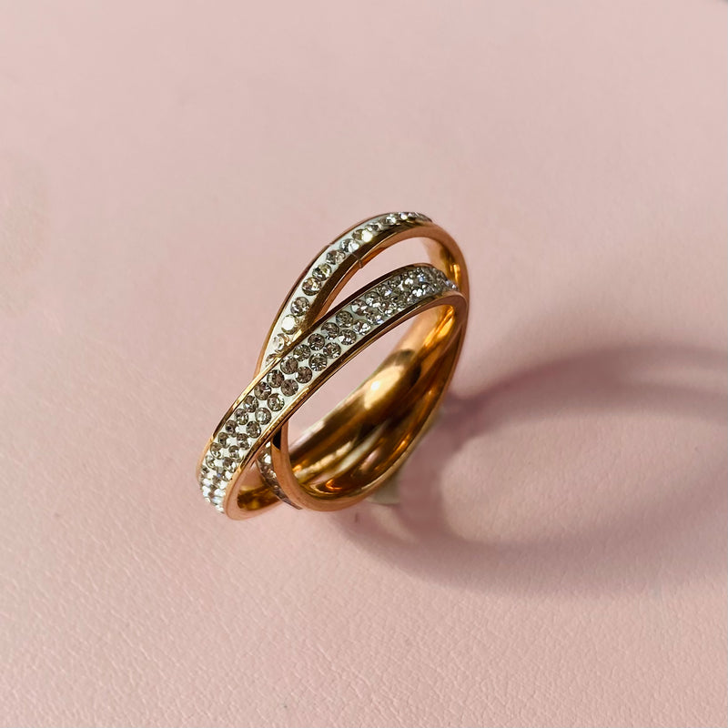 Rose Gold Plated Stainless Steel Crystal Ring