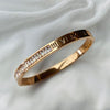 Rose Gold Plated Stainless Steel and Crystal Bangle