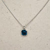 Platinum plated Blue Swarovski Crystal Pendant