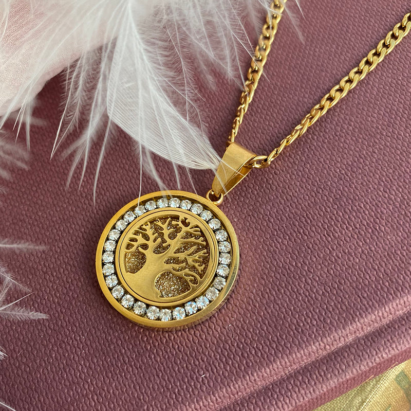 Gold Plated Stainless Steel Tree of Life Necklace