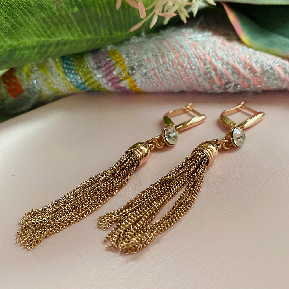 Gold tassel store earrings