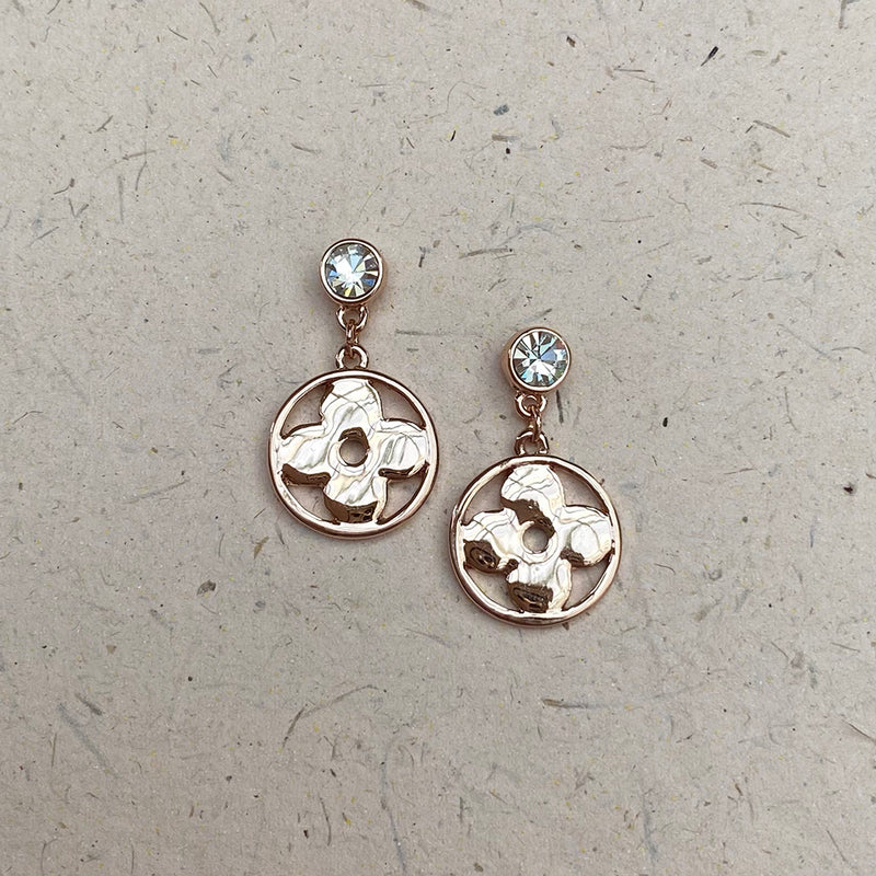 Rose Gold Platinum Plated Cubic Zirconia Drop Earrings