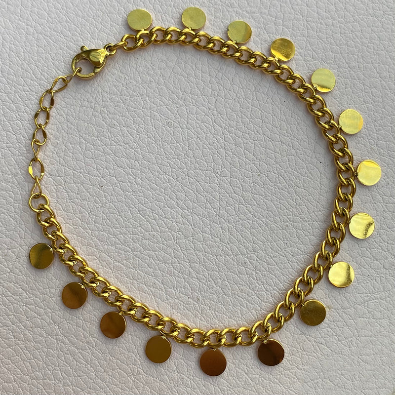 Gold Plated Stainless Steel Charm Bracelet