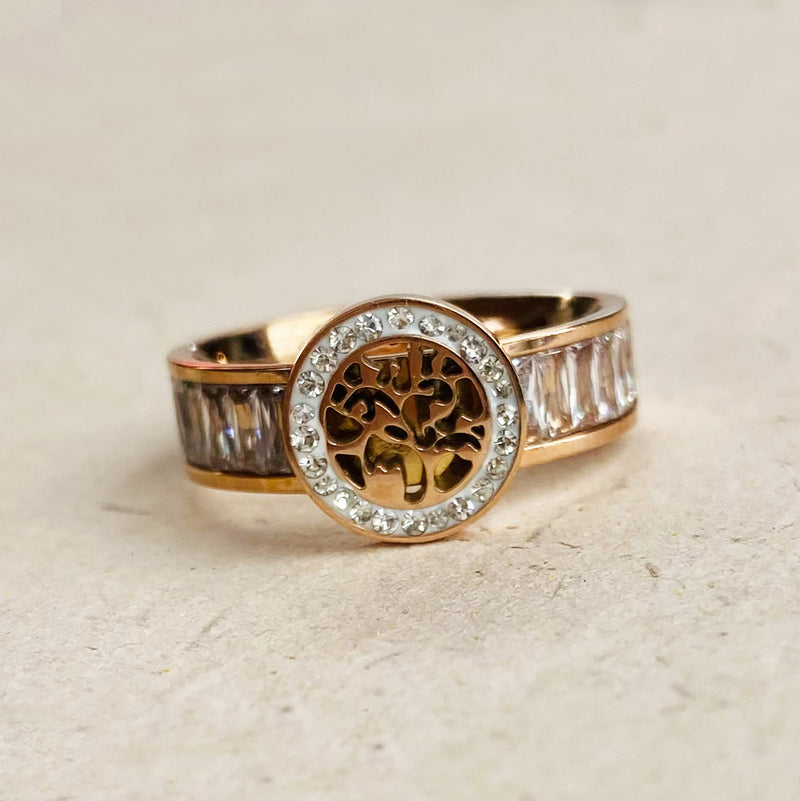 Rose Gold Plated Stainless Steel & Cubic Zirconia Ring