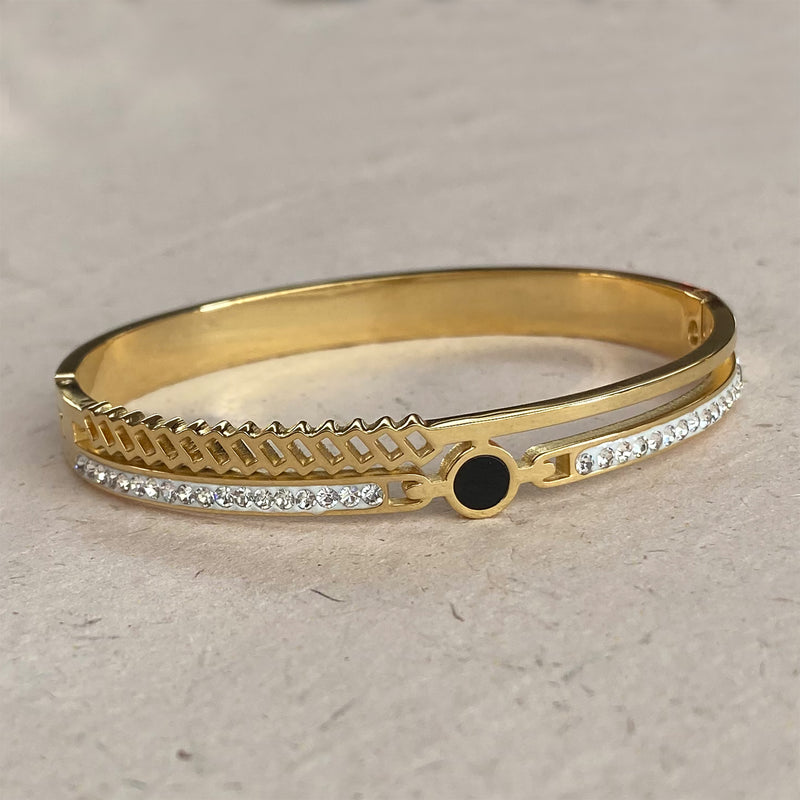 Gold Plated Stainless Steel Cubic Zirconia Bangle
